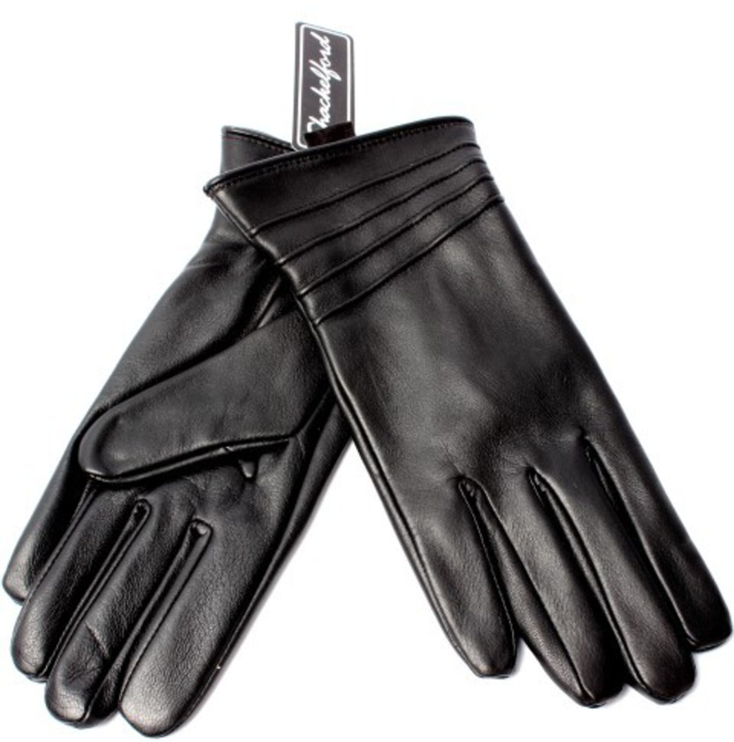 Ladies leather glove with piping black Style:S/LL3293 image 0
